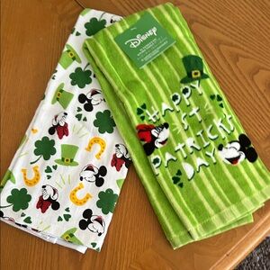 Disney St. Patrick's Day Mickey Kitchen Towels - Green & White